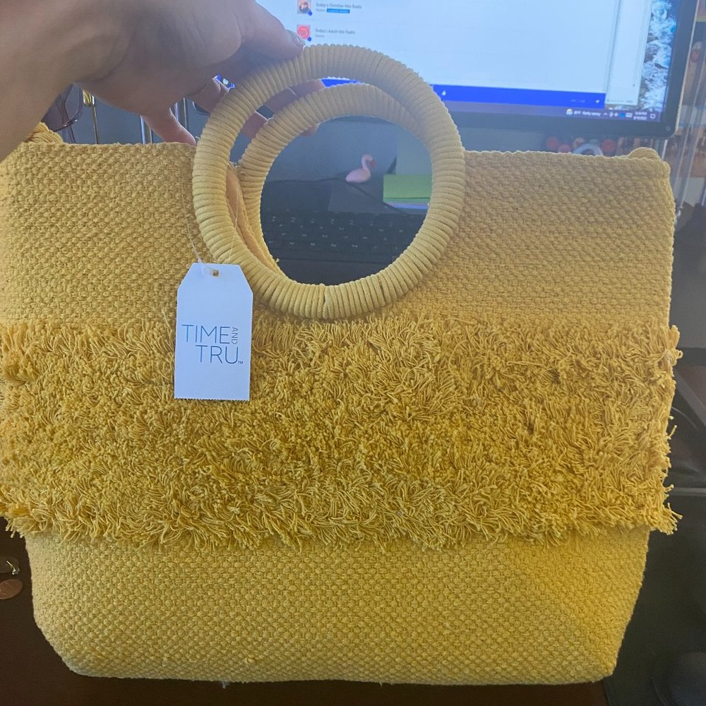 Bright Yellow, Large Tote Bag w/ Crossbody Strap